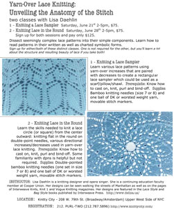Poster Lace Knitting at Knitty City 21 and 28 June 2008