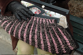 Pink Black Knitting Bag